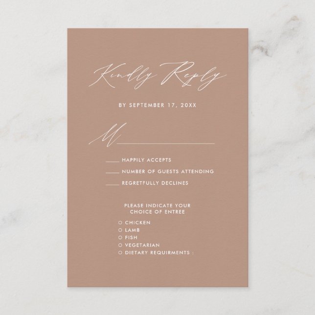 Elegant Script Blush Pink Minimalist Wedding RSVP Enclosure Card (Front)