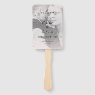 Elegant Script Blush Pink Photo Wedding Program Hand Fan