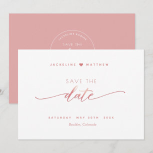 Elegant Script, Blush Pink, Simple Wedding Save The Date