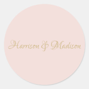 Elegant script blush pink Wedding favour stickers
