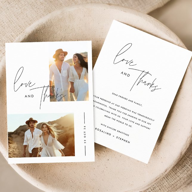 Elegant Script Boho Photo Wedding Thank You Card (Creator Uploaded)