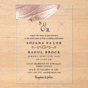 Elegant Script Boho Simple Monogram Modern Wedding Acrylic Invitations