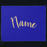Elegant Script Bold Rich Royal Blue Background Fleece Blanket<br><div class="desc">Playful and elegant. This classy minimalist template design features centred,  beautiful warm yellow colour script typography,  that when personalised,  stretches across the length of the design against a deep,  rich royal blue background.</div>
