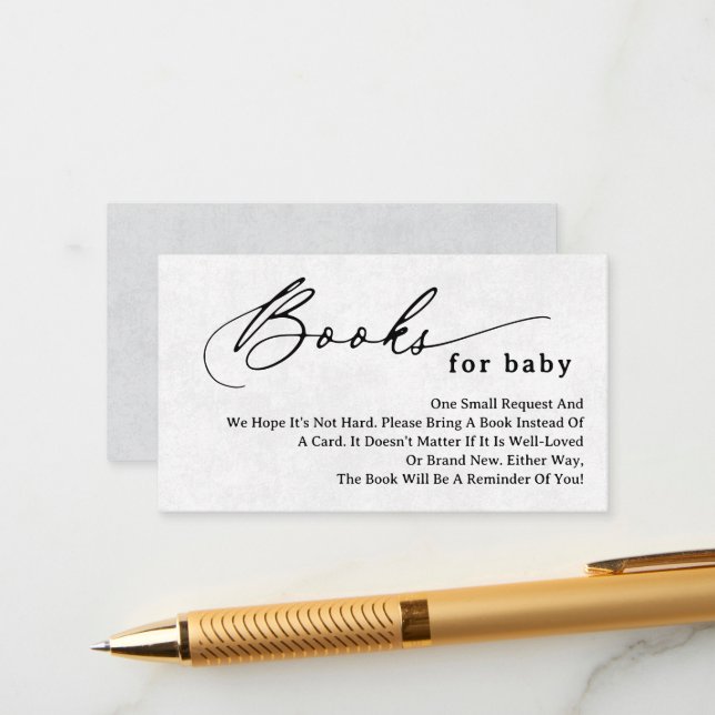 Elegant Script Books for Baby Enclosure Card (Front/Back In Situ)
