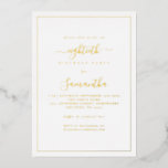 Elegant Script Border 80th Birthday Party Luxury<br><div class="desc">Elegant Script Border 80th Birthday Party. A minimalist modern text design for your eightieth with the luxury of real foil,  with a single line border. Change the words as required.</div>