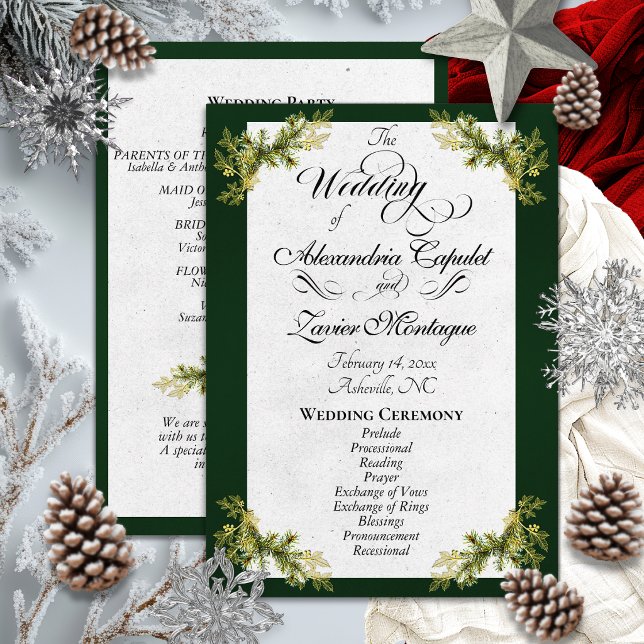 Elegant Script & Botanical - Emerald Wedding Programme (Creator Uploaded)