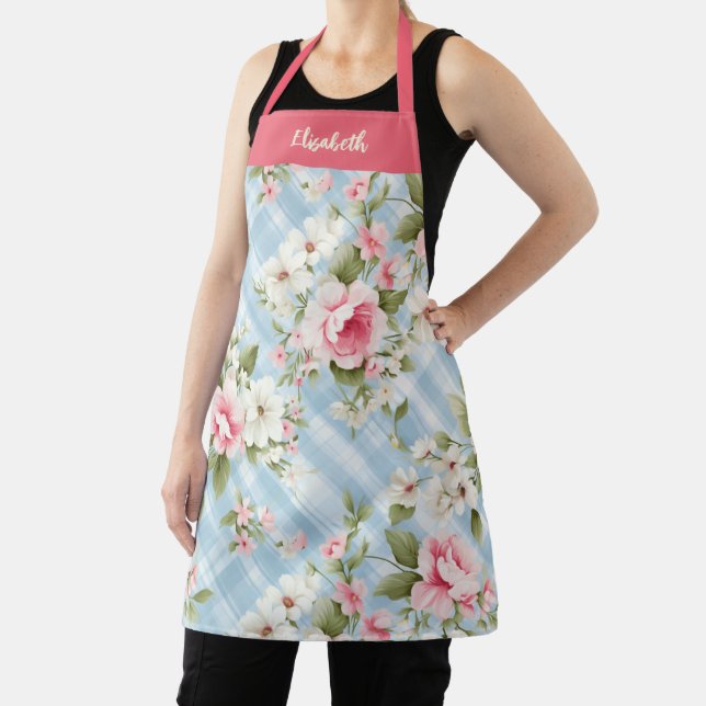 Elegant Script Botanical Floral Apron (Insitu)