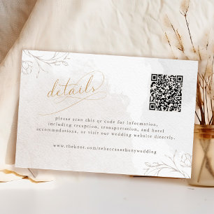 Elegant Script Botanical Wedding Details QR Code Enclosure Card