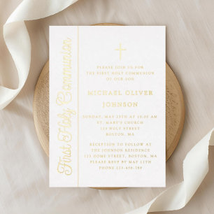 Elegant Script Boy First Communion Gold