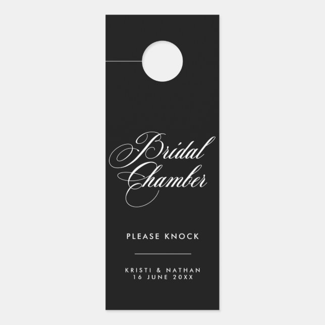 Elegant Script Bridal Chamber Wedding Door Sign (Front)