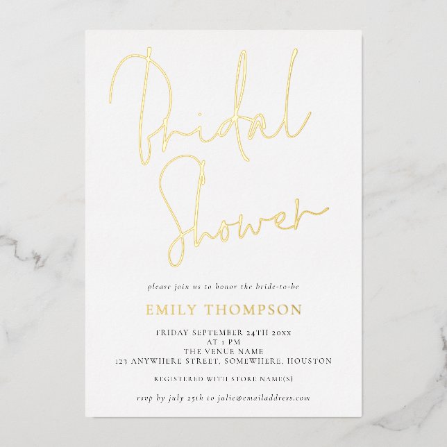 Elegant Script Bridal Shower Classy Real (Front)