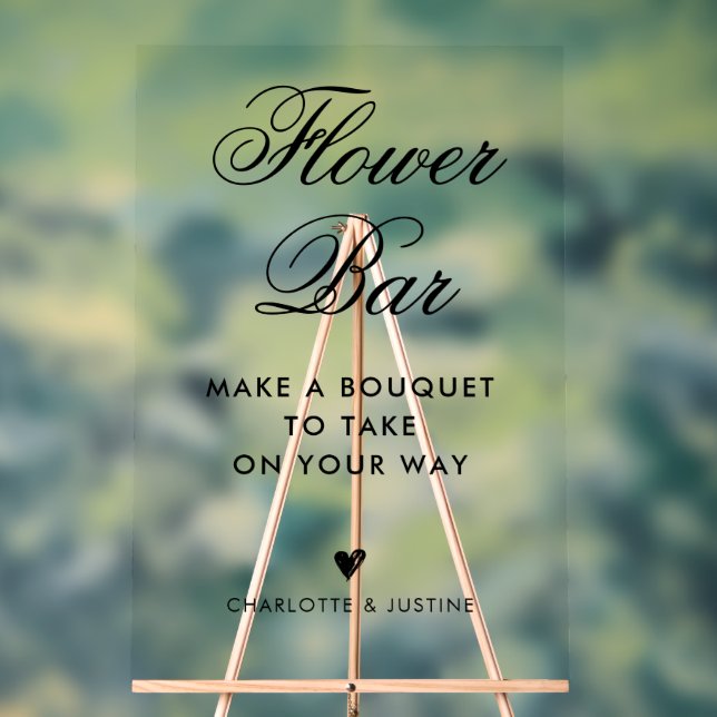 Elegant Script Bridal Shower Flower Bar Acrylic Sign (Neutral)