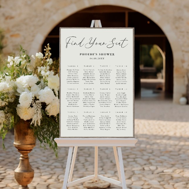 Elegant Script Bridal Shower Seating Chart (Creator Uploaded)