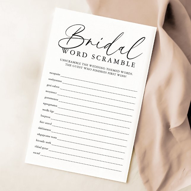 Elegant Script Bridal Word Scramble Game (Creator Uploaded)
