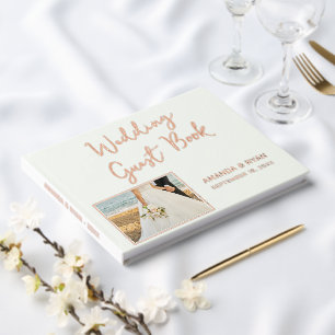 Elegant Script Bride Groom Photo Wedding Guest Book