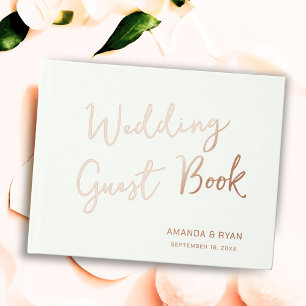 Elegant Script Bride Groom Wedding Guest Book