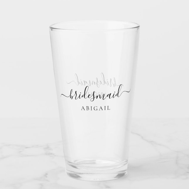 Elegant Script Bridesmaid Personalised Name Glass (Front)
