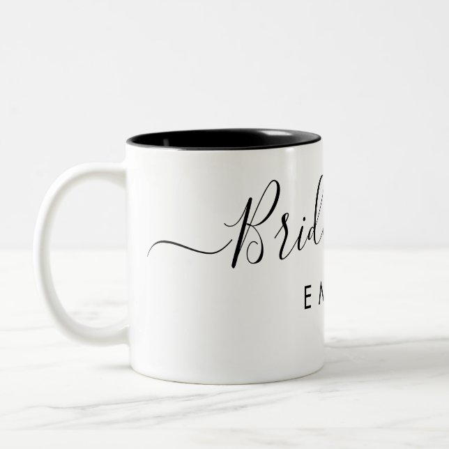 Elegant Script Bridesmaid Personalised Name Two-Tone Coffee Mug (Left)