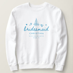 Elegant Script Bridesmaid's Name Lake Bachelorette Sweatshirt