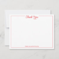 Elegant Script Bright Red Thank You Stationery