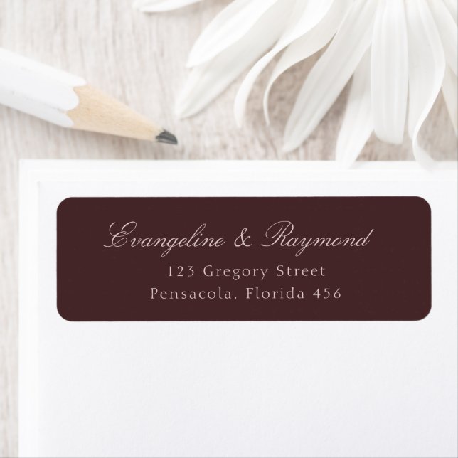 Elegant Script Brown And Cream Wedding Address (Insitu)