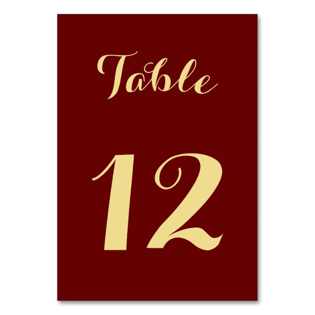 Elegant Script Brown Faux Gold Chic Wedding Party Table Number (Back)