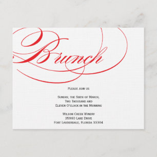Elegant Script Brunch Invitation - Red