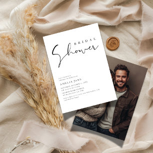 Elegant Script Budget Wedding Bridal Shower Photo Invitation