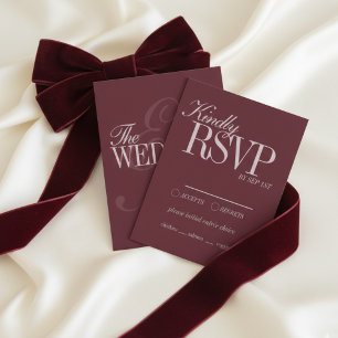 Elegant Script Burgundy Red Formal Wedding Details RSVP Card