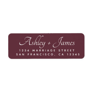 Elegant Script Burgundy Wedding Return Address