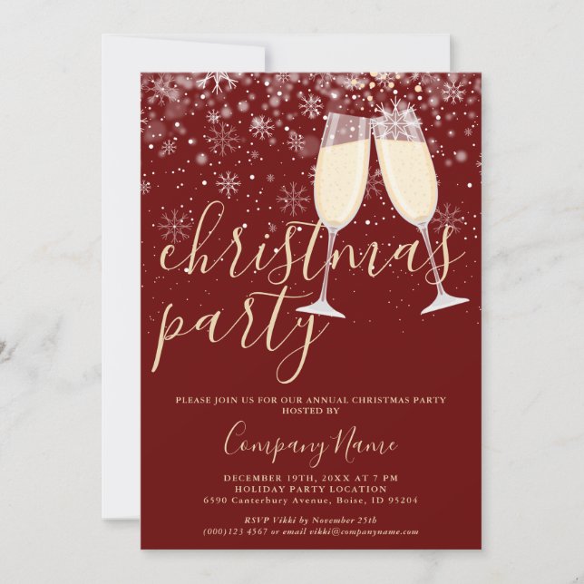 Elegant Script Business Corporate Christmas Party Invitation (Front)