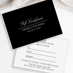 Elegant Script Business Gift Certificate