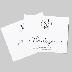 Elegant Script Business Logo Thank You Card
