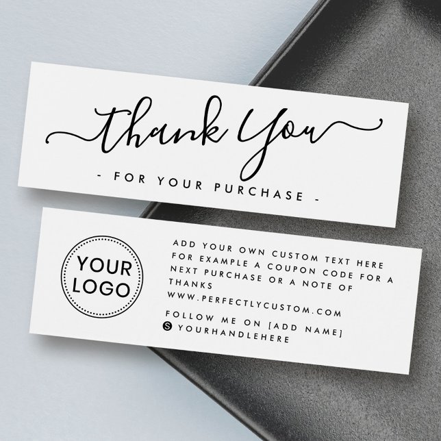 Elegant script business logo thank you insert card (Elegant script business logo thank you insert card)