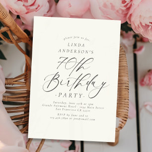 Elegant Script Calligraphy 70th Birthday Party  Invitation