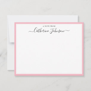 Elegant Script Calligraphy A Note From Blush Pink Card