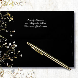 Elegant Script Calligraphy Black White Address Envelope