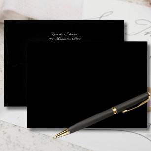 Elegant Script Calligraphy Black White Address Envelope