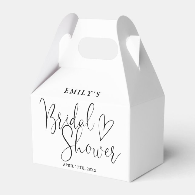 Elegant Script Calligraphy Bridal Shower Favour Box (Front Side)