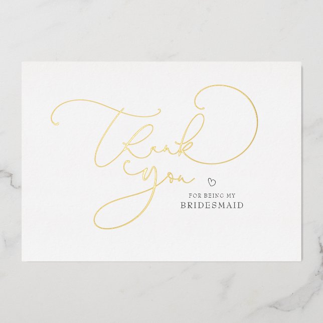 Elegant Script Calligraphy Bridesmaid Thank You (Front)