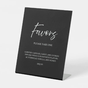 Elegant Script Calligraphy Favours Black Wedding Pedestal Sign