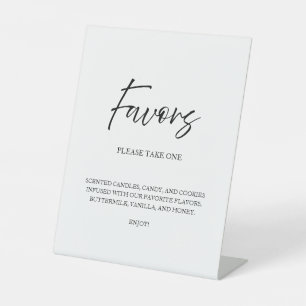 Elegant Script Calligraphy Favours White Wedding Pedestal Sign