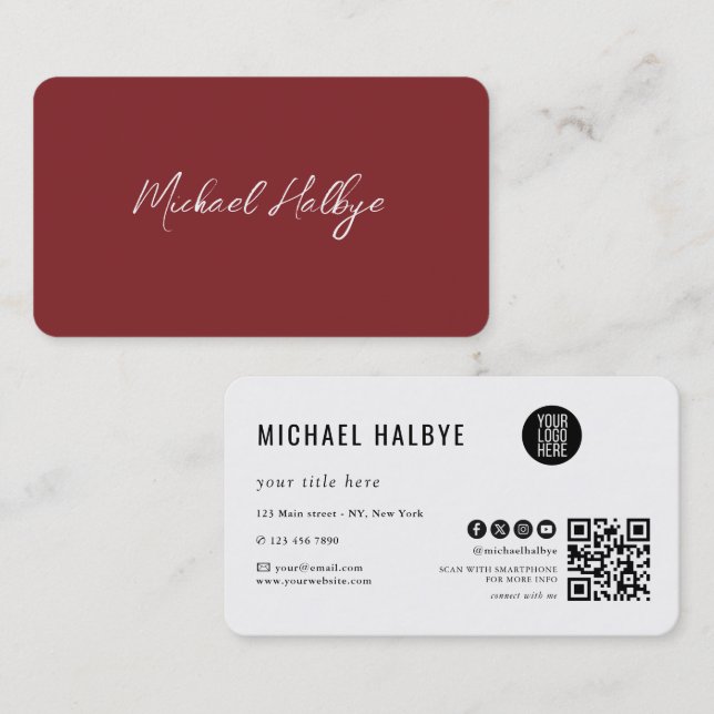 Elegant Script Calligraphy Modern LogoProfessional Business Card (Front/Back)