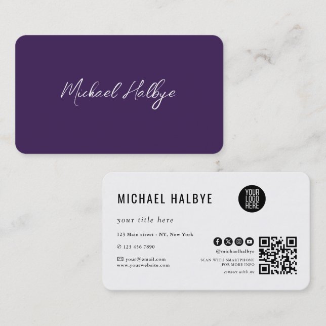 Elegant Script Calligraphy Modern LogoProfessional Business Card (Front/Back)