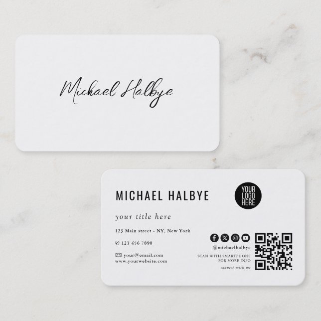 Elegant Script Calligraphy Modern LogoProfessional Business Card (Front/Back)