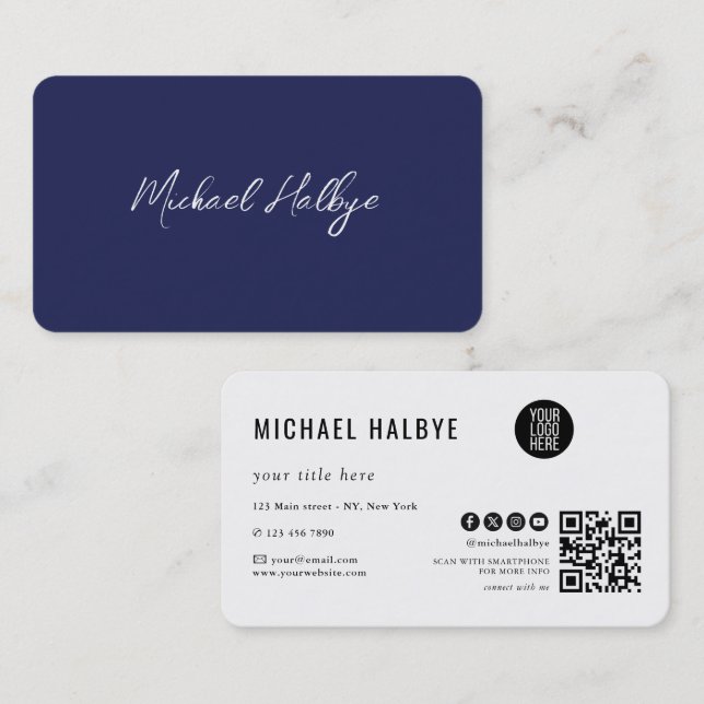 Elegant Script Calligraphy Modern LogoProfessional Business Card (Front/Back)