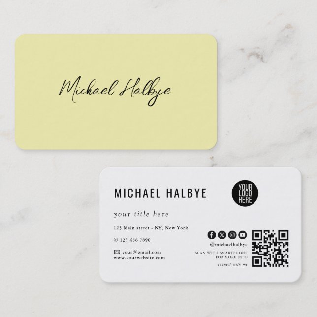 Elegant Script Calligraphy Modern LogoProfessional Business Card (Front/Back)