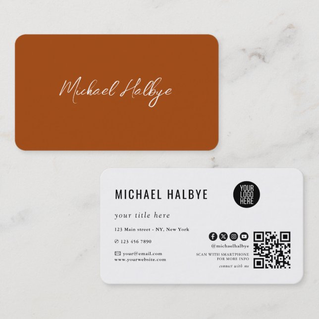 Elegant Script Calligraphy Modern LogoProfessional Business Card (Front/Back)