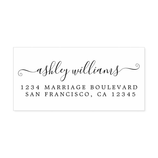 Elegant Script Calligraphy Name Address Self-inking Stamp (Design)