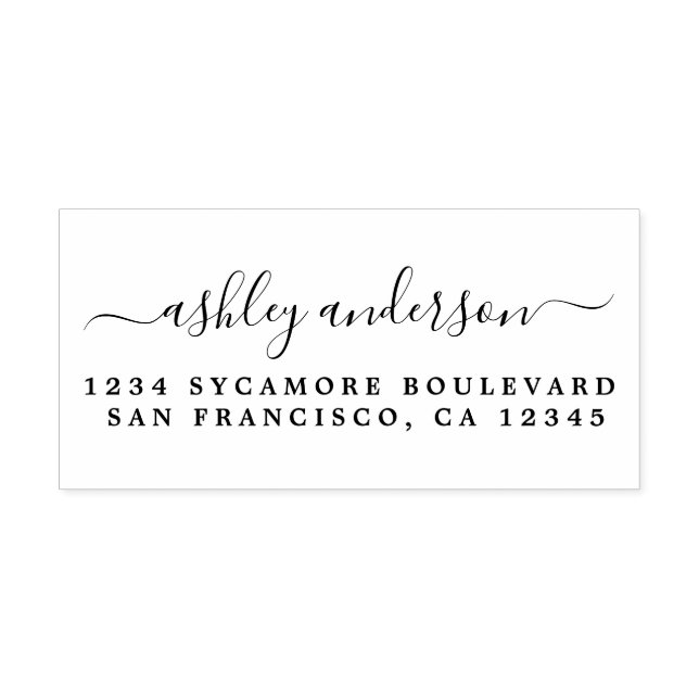 Elegant Script Calligraphy Name Return Address Rubber Stamp (Imprint)